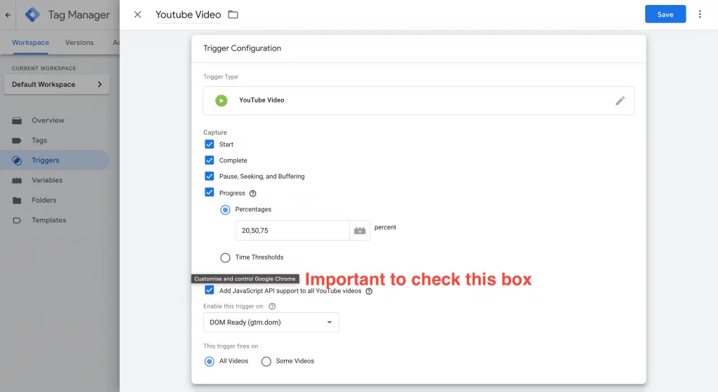 Youtube Video Tracking in GTM 2