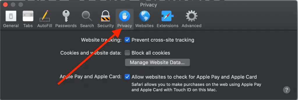Click on the Privacy Tab