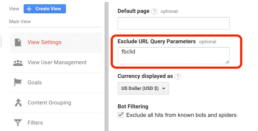 How to exclude fbclid parameter from Google Analytics 2 excluding URL query parameters