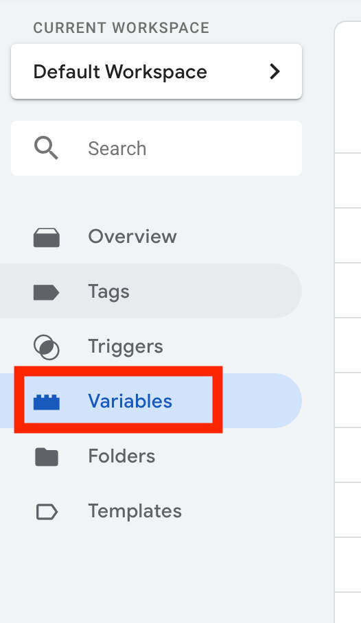 select the variables tab