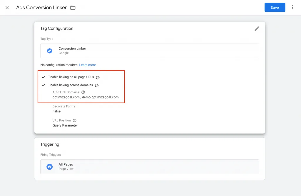 Google Ads Conversion Linker Tag in Google Tag Manager