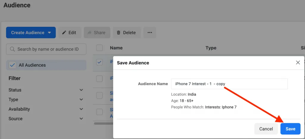 Duplicate a Saved Audience 3