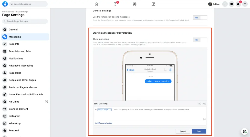 Messenger Greeting Step 5